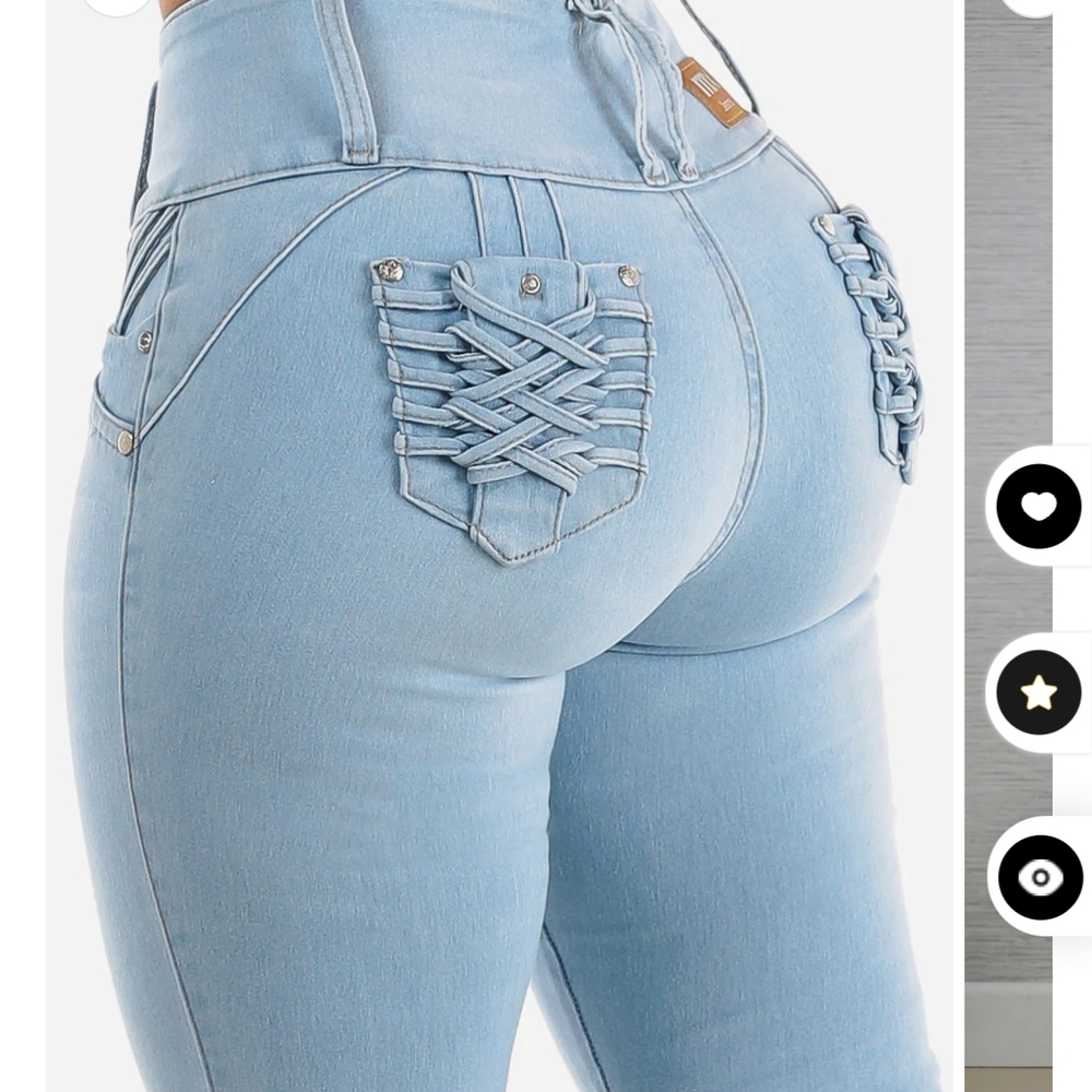 Butt-Lifting, Light Blue High-Waisted Women's Skinny Jeans Size 15